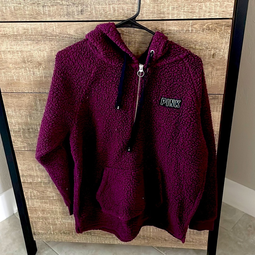 Victoria Secret Half Zip pullover Sherpa Hoodie